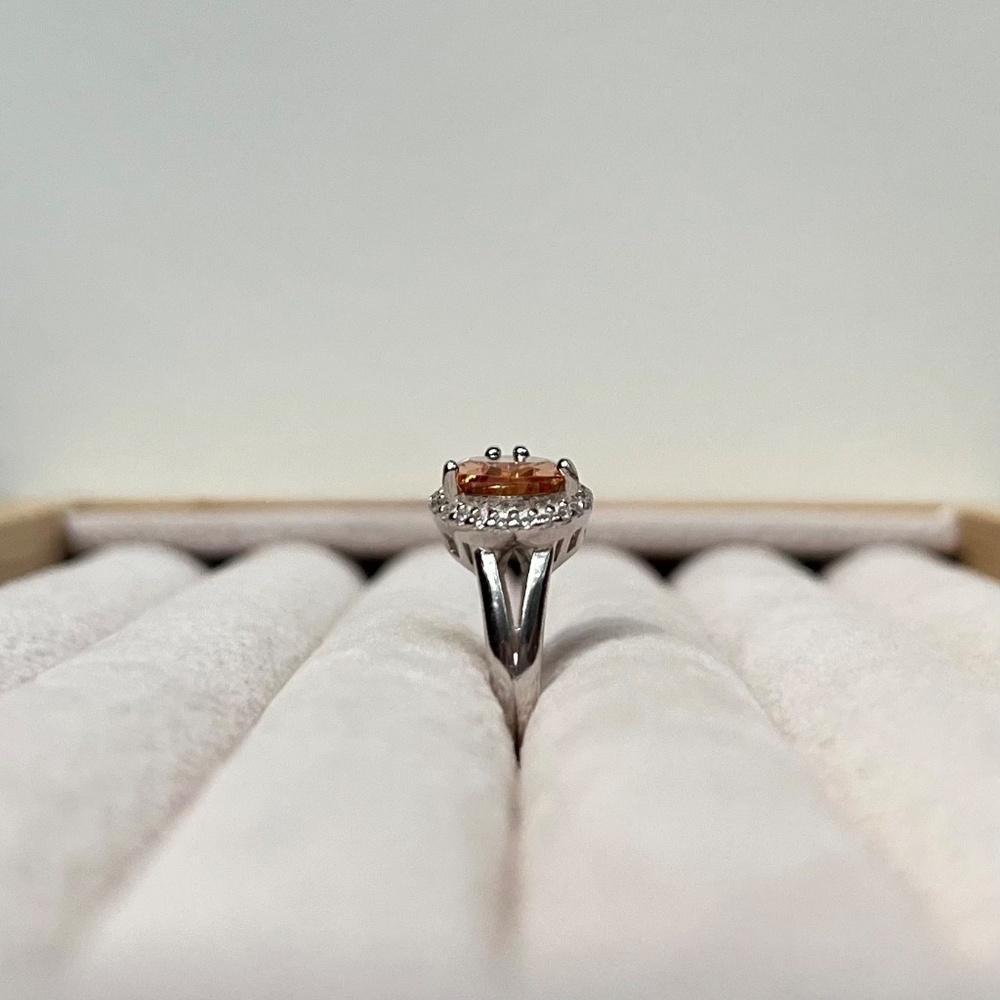 R008 | Amber CZ Pear Stone with Halo Ring - Picture 4 of 5